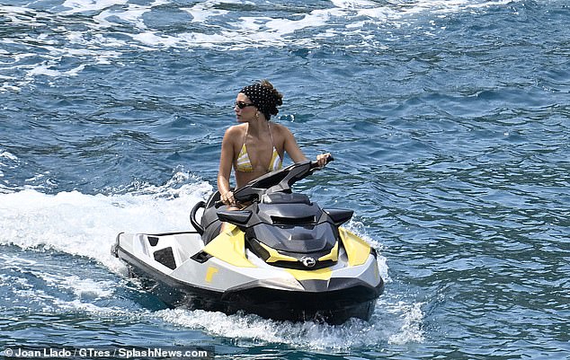 The jet ski was also yellow to match with the Rhode campaign branding