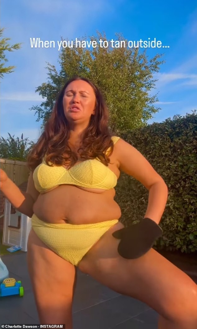The mother-of-three, 32, who welcomed baby Gigi Dawson Sarsfield in March, took to social media to promote her Dawsylicious Tanning range