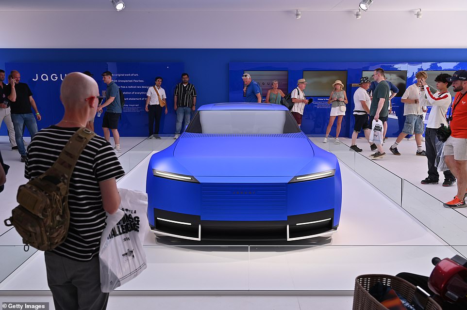 Crowds gathered around the Concept 00 on Thursday as Goodwood Festival of Speed showgoers flocked to get their first glimpse of the preview of Jaguar's polarising EV future and rebrand