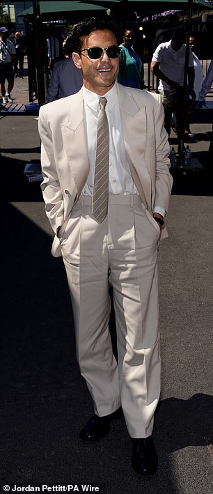 He joined Rami Malek (pictured) as Hollywood's leading actors came out for the men's singles semi-finals at Wimbledon on Friday