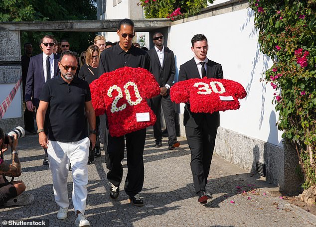 Virgil van Dijk and Andy Robertson were among the Liverpool stars to attend the funeral in Gondomar on Saturday