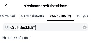 Nicola also made the surprise move to unfollow Brooklyn's brothers as the family feud rumbles on
