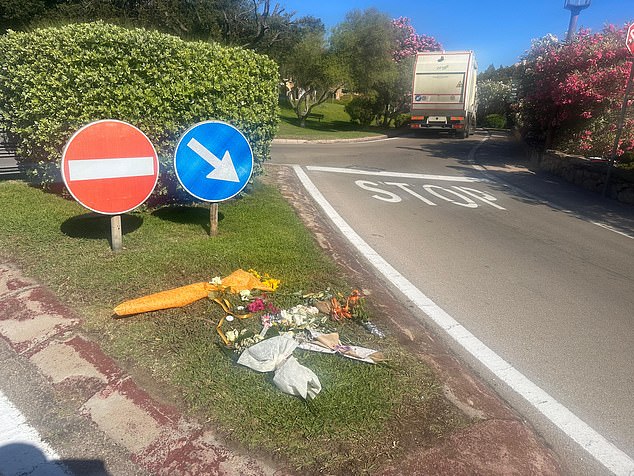 Ms Costa was still alive when help arrived but sustained serious head injuries and died at the scene within 20 minutes, La Repubblica reports. Pictured: Emergency services at the scene