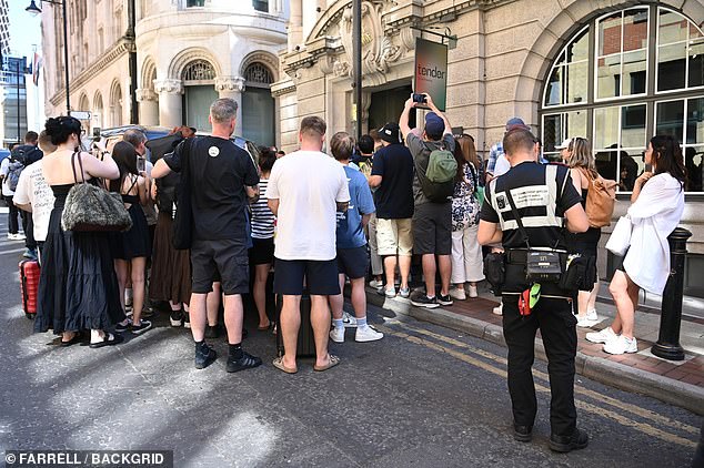 Swarms of fans were seen gathered outside the hotel as they tried to catch a glimpse of Noel as he and Liam return to home soil for the latest reunion shows