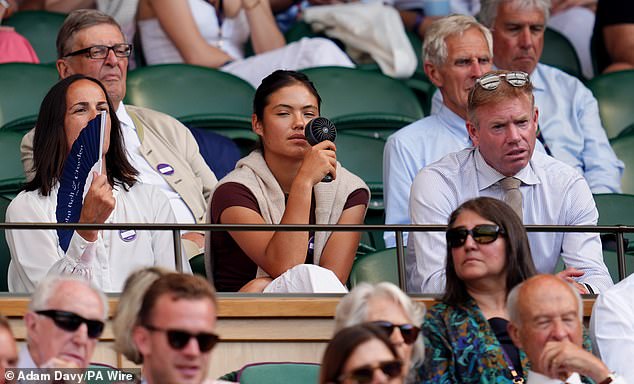 A cooler Raducanu watched on as seven-time champion Novak Djokovic took on World No1 Jannik Sinner