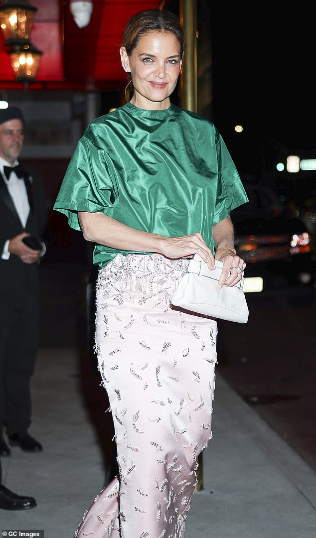 Holmes seen at Cynthia Erivo Tony's after party at the Russian Tea Room in NYC in June