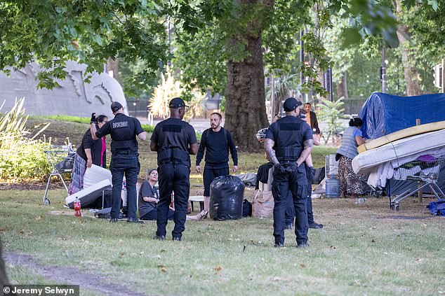The group had set up their tents in one of the world’s most exclusive postcodes