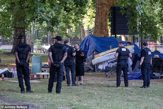 The group were just a couple of hundred yards from a previous encampment that had been dismantled