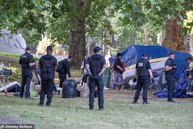 The group had set up their tents in one of the world’s most exclusive postcodes