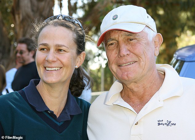 The rare sighting comes after Lazenby¿s ex-wife, Wimbledon champion Pam Shriver, 63¿who divorced the actor in 2008 after six years of marriage¿penned a deeply personal essay about reuniting with Lazenby and stepping in as his caregiver as he 'enters the last phase of his life' (Pam and George in 2006)
