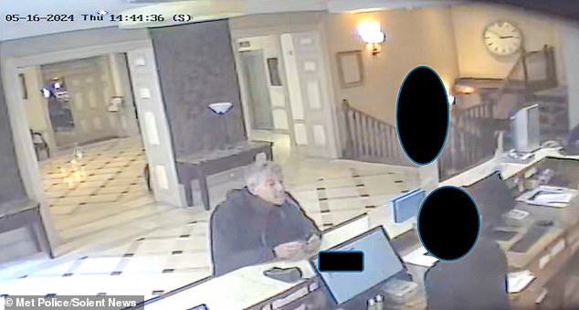 CCTV footage shows Phillips at the hotel's front desk