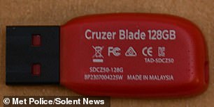 The USB stick that Phillips allegedly dropped off to undercover agents