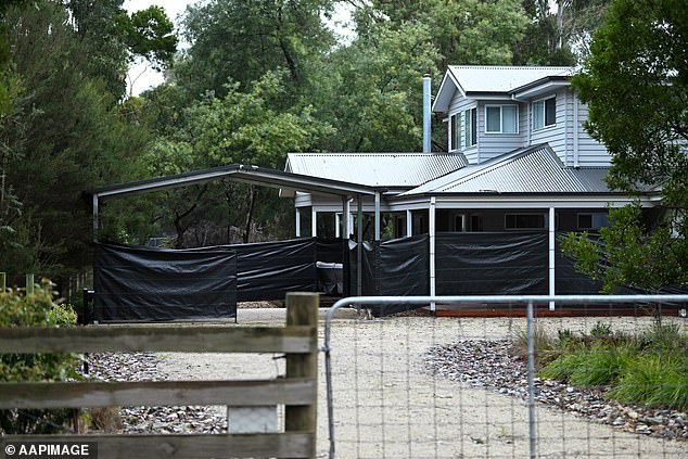 A supporter of Patterson erected a black tarp around the Leongatha home during the trial
