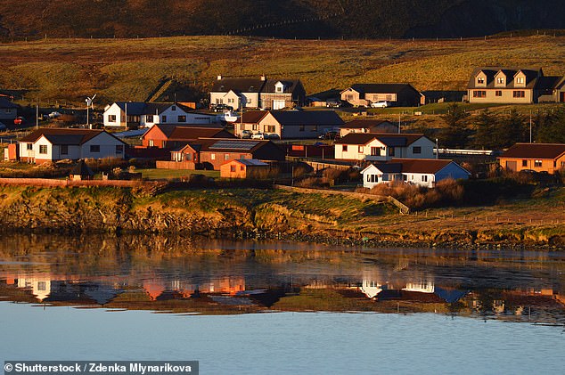 The health centre is in the tiny fishing village of Brae (pictured) on the Shetland island of Mainland