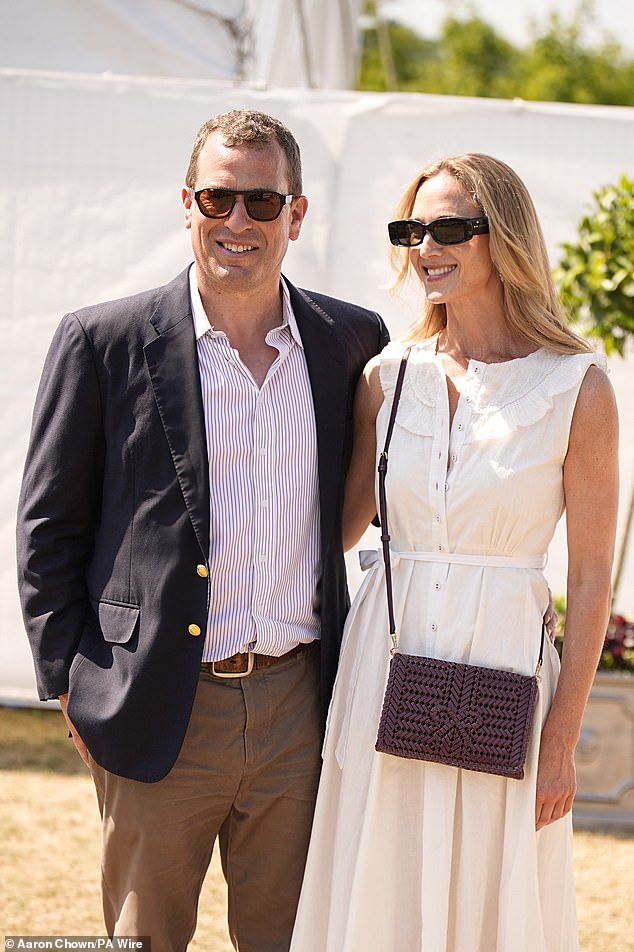 The future King appeared happy and relaxed before he took to the field as he smiled at spectators, including William's cousin Peter Phillips and his girlfriend Harriet Sperling (above), gathered in Berkshire for the match
