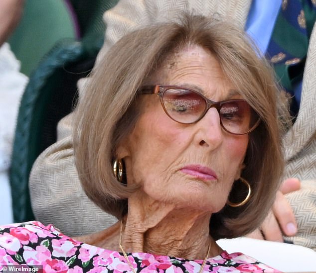 Socialite and matriarch Lady Annabel Goldsmith, 91, joins her daughter Jemima in the royal box