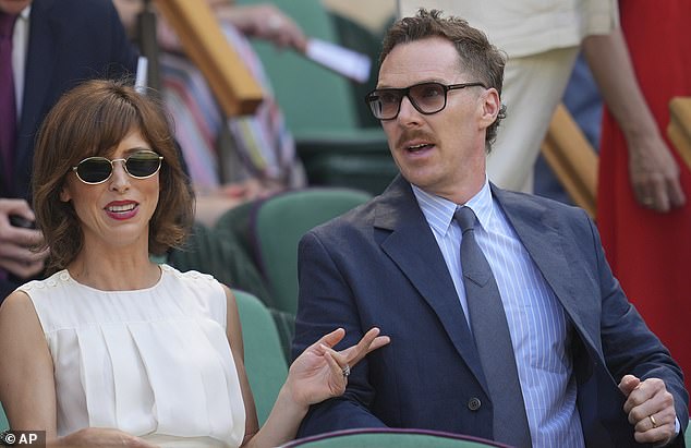 Actor Benedict Cumberbatch and his wife Sophie Hunter talk animatedly on day 12 of the games