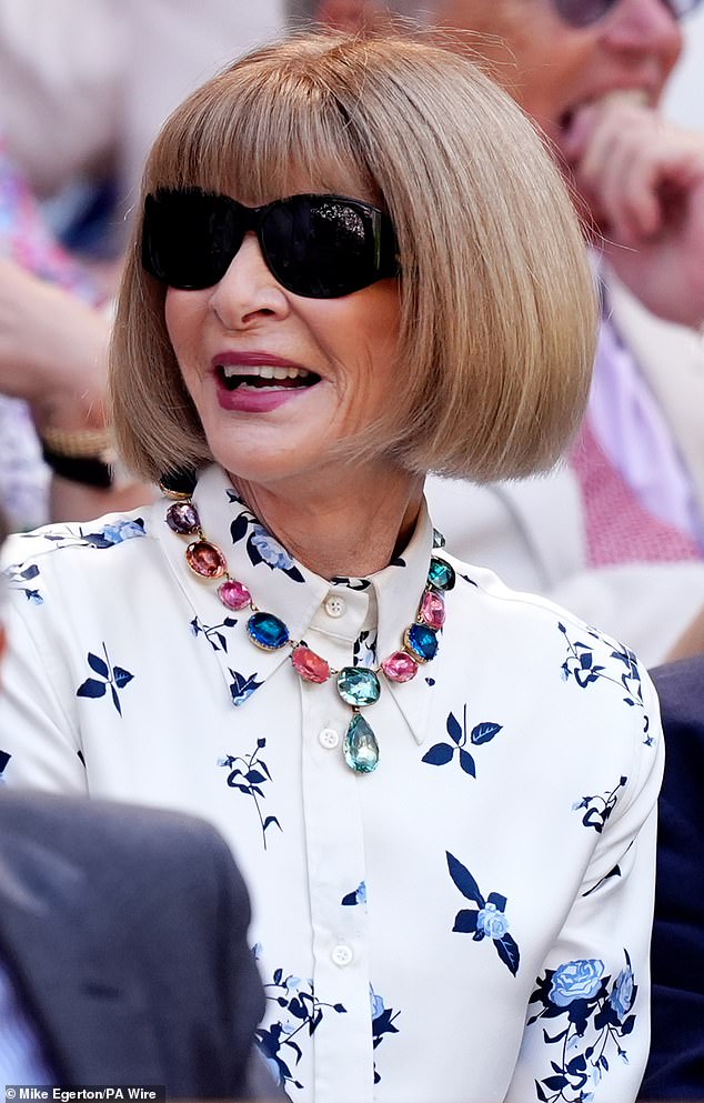 Fashion legend Dame Anna Wintour arrived with her signature bold bob and dark sunglasses