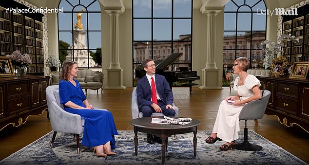 Charlotte Griffiths (left) and Richard Eden (centre) star on the hit panel show alongside host Jo Elvin (right)