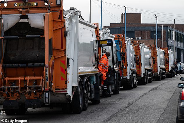 Bin lorries staffed by agency workers are delayed by striking members of the Unite on July 9