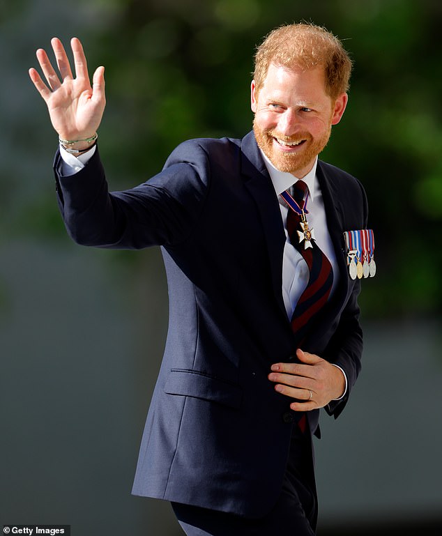 Pictured: Prince Harry at the Invictus Games Foundation 10th Anniversary Service at St Paul's Cathedral on May 8, 2024