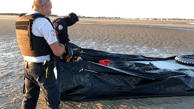 The cost for a single small boat journey can cost upwards of £1,500 for a single person with no guarantee that the journey will be a success. Police deflate a boat with knives