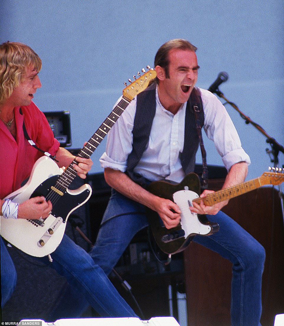 Status Quo's Francis Rossi and Rick Parfitt opening the concert on 13 July, 1985