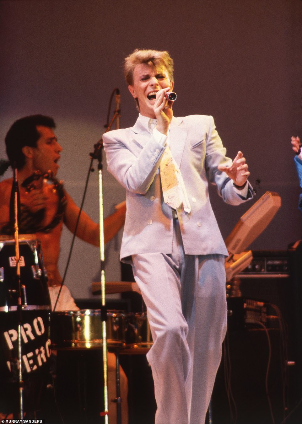 David Bowie live in concert at Wembley in London on July 13, 1985
