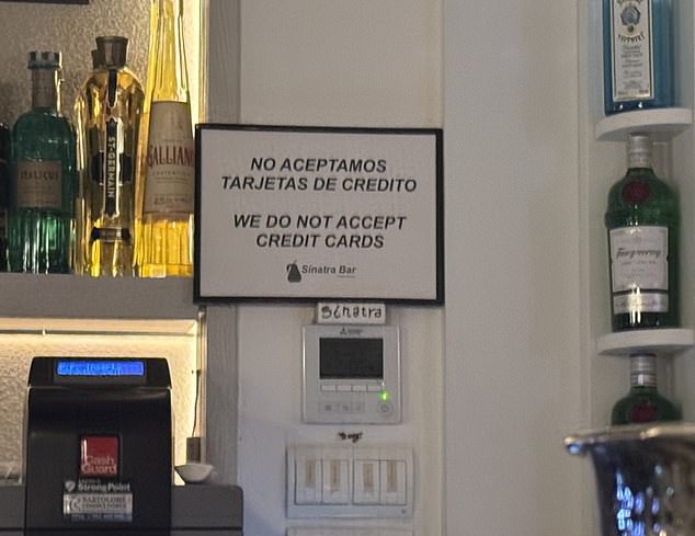 Barmen only accept payments for drinks in cash, which has raised eyebrows