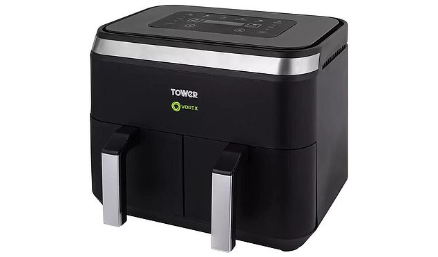 The T17129L Vortx 8L Dual Basket air fryer is pictured