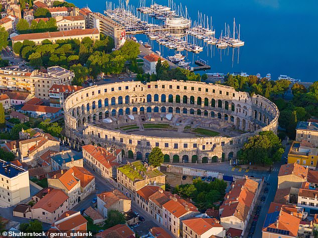 Pula Arena was built between 27 BC and 68 AD. It is widely regarded to be the best-preserved Roman arena in the world, with almost the entire circumference and all four side towers completely intact