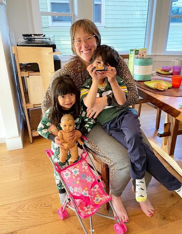 The singer, who headlined Glastonbury and Hyde Park shows this summer, revealed his anguish in deeply personal lyrics on his new album after the bitter falling out with his daughter Amber Jean (pictured, with her children)