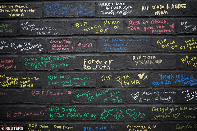 Fans have been leaving a series of messages in honour of Jota and his younger brother