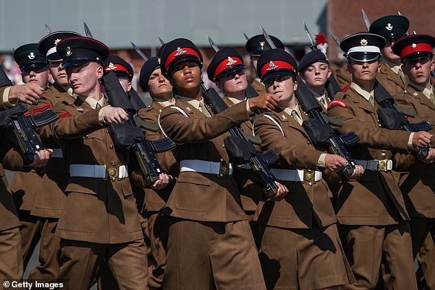 Gen Sir Patrick, who stood down as Chief of the General Staff last summer, also voiced concerns about the size of the standing army, which he fear would struggle to survive in a full-scale war (file image of junior soldiers passing out at the Army Foundation College, Harrogate)