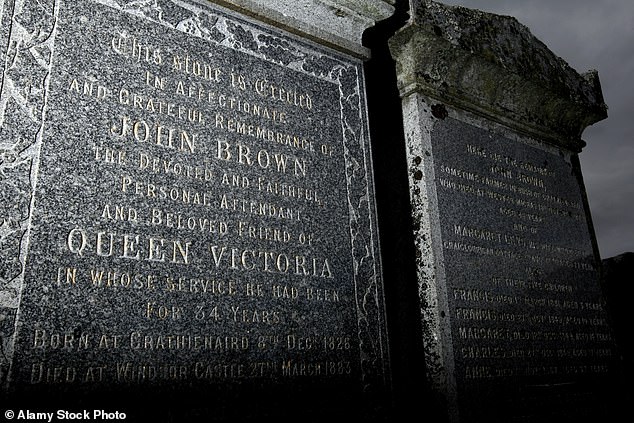 Her close companion of more than 20 years was buried in Crathie Kirkyard at the Royal Family's favoured church. Pictured: His tombstone