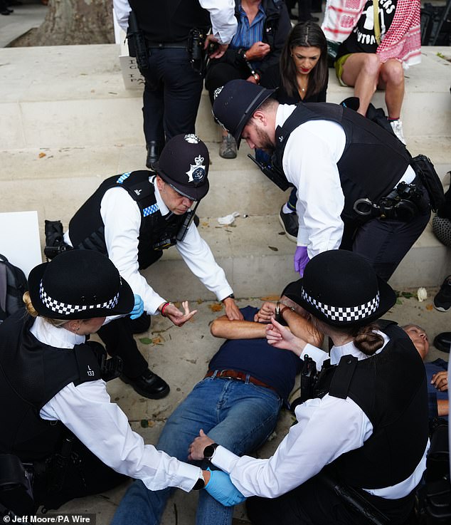 Around two dozen people, including a professor and an emergency care worker were arrested