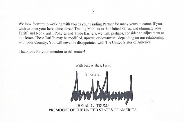 The Republican offered the EU to build manufacturing facilities in the US, which would eliminate the 30 percent tariff, which only applies to products coming into the country. He said those facilities could be approved as quickly as a 'matter of weeks'