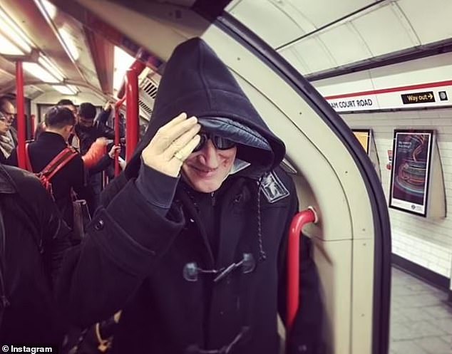 In a bid to keep a low profile, the rocker clad himself in sunglasses as he made his way to the O2 on a number of trains and tubes, instead of in a private car - with his wife documenting the whole saga on Instagram