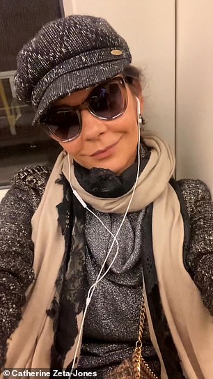 Welsh star Catherine Zeta-Jones shared a series of snaps during her own tube journey