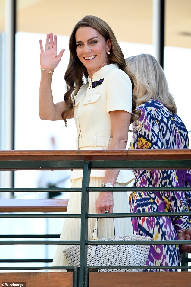 Pictured: Kate at day thirteen of the Wimbledon Tennis Championships at the All England Lawn Tennis and Croquet Club