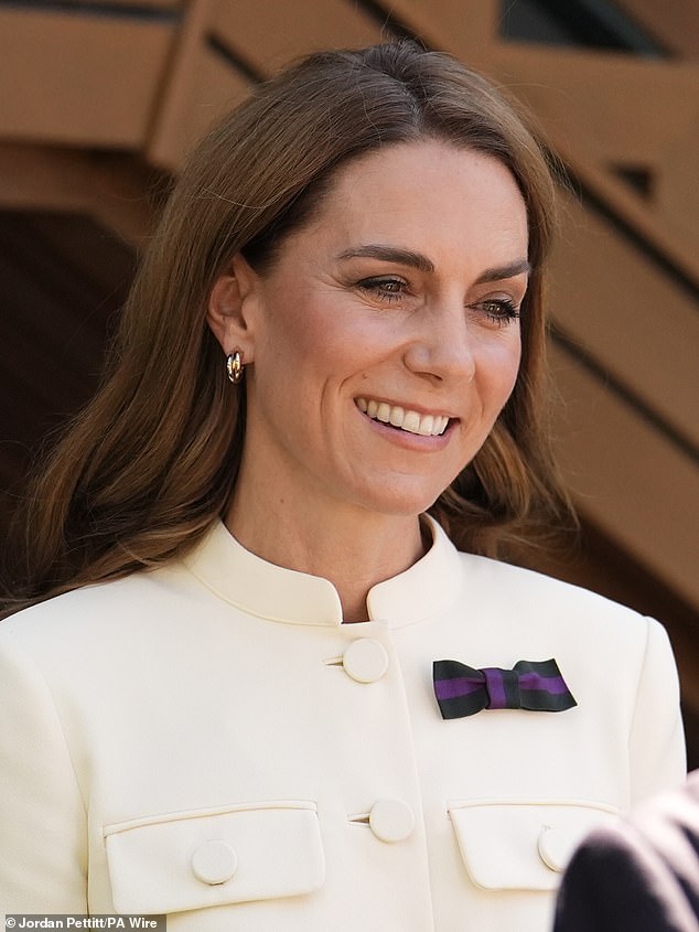 The royal added a special bow featuring the official All England Lawn Tennis and Croquet Club to her ensemble