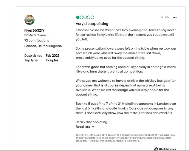 Rather than fawning over the high-end restaurant (previously the site of Bake Off star Prue Leith's restaurant), customers made their frustrations known