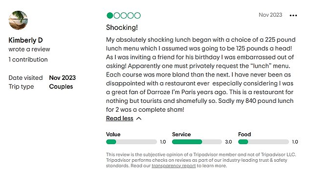 While the luxury hotel boasts about their resident chef, not all customers are convinced she's worth the price and have criticised the lack of soul in the food and the bland lunch offering