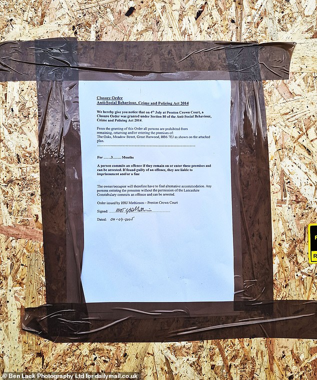 A notice was put up outside the property which informed that no one could enter or remain on the Meadow Street site for three months from July 4