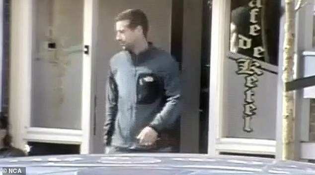 Pictured: Moogan captured on CCTV. Robert handed himself in and was sent to prison in 2017 but Moogan was in hiding until April 2021 when he was arrested by Dubai Police