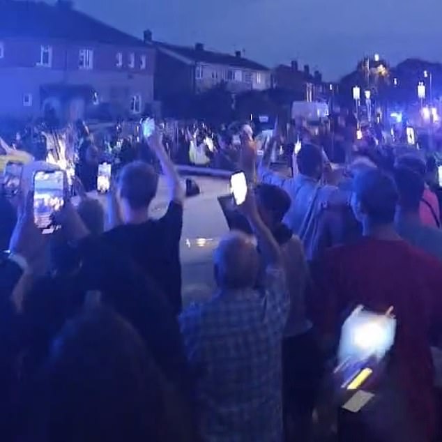 With the situation turning violent and dangerous, Hampshire Constabulary were forced to deploy dozens of riot police brandishing shields