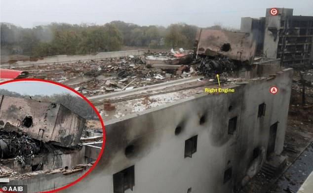 The aircraft slid across the roof of Building A where the right ending collided with a water tank structure and desperate from the airplane