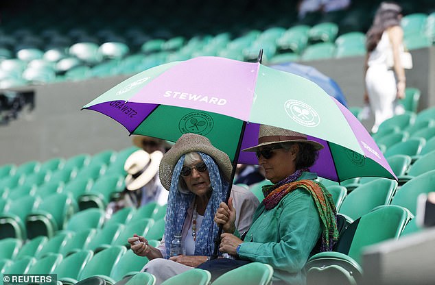 The risk of wildfires in London is currently rated at 'severe' by the Natural Hazards Partnership. Pictured: Spectators at Wimbledon on Saturday