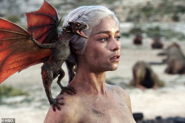 Its large ensemble cast, led by Emilia Clarke (pictured), Kit Harington, Maisie Williams and Sophie Turner, among others, put its stars firmly - or even more so - on the rise