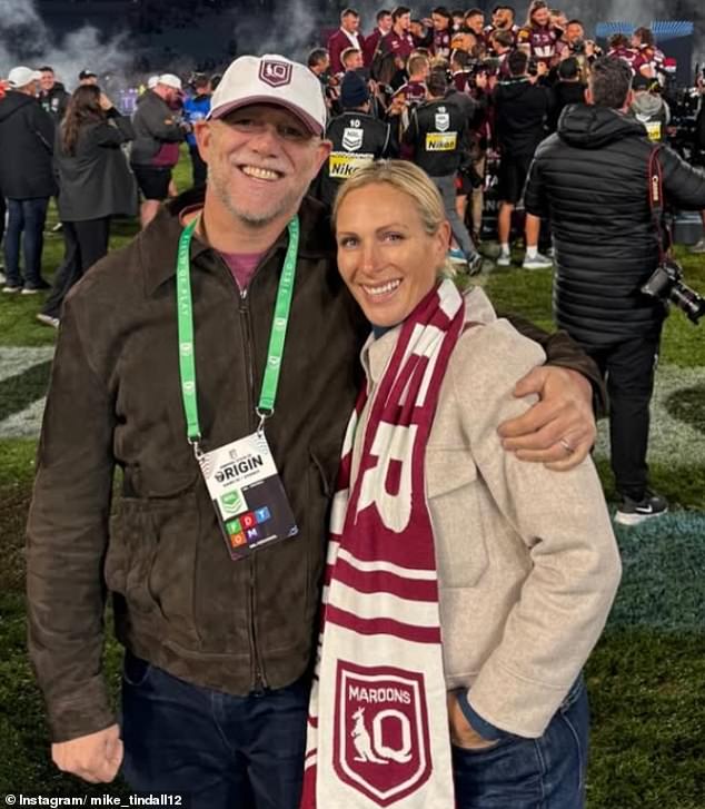 Princess Anne's daughter added a Queensland Maroons scarf to protect her against Sydney's chilly temperatures and show support for the team